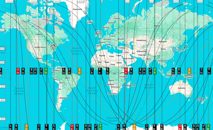 Astrocartography map