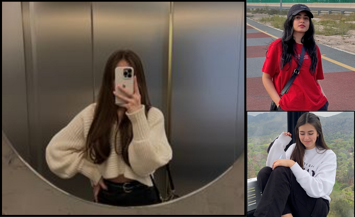 girl poses stylish mirror selfie dp
